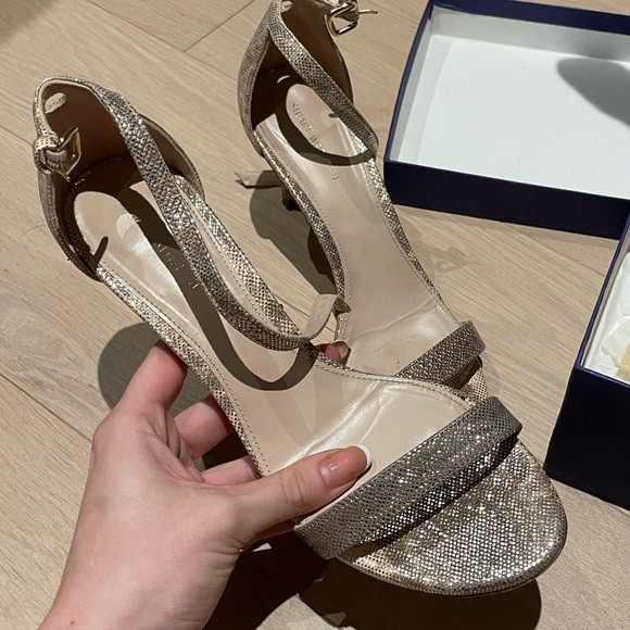 Stuart Weitzman Metallic Snakeskin Leather Heels - Picture 5 of 7